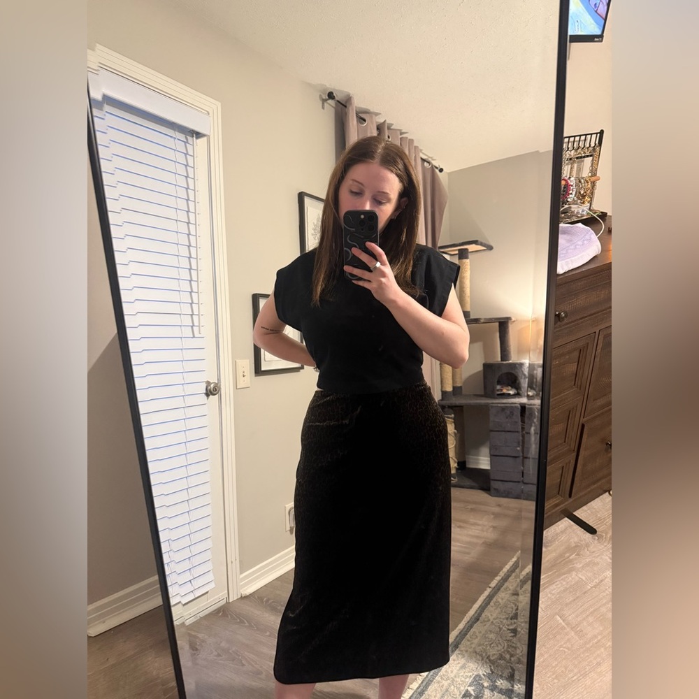 Unique Vintage Leopard Print Midi Skirt